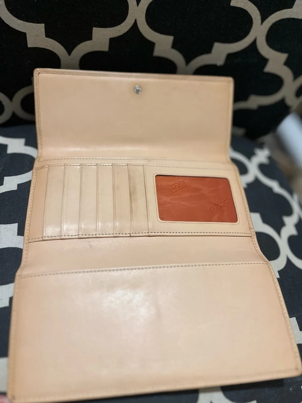 Coach Brown & Tan Signature Canvas large Wallet and checkbook set